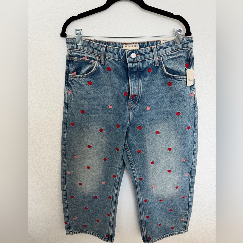 We The Free Deep Trance Be Mine Embroidered Heart Boyfriend Jeans 29 NWT - Picture 3 of 5
